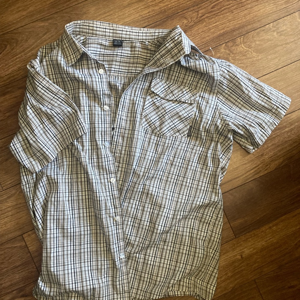 Men's Oakley Black and White Plaid Shirt